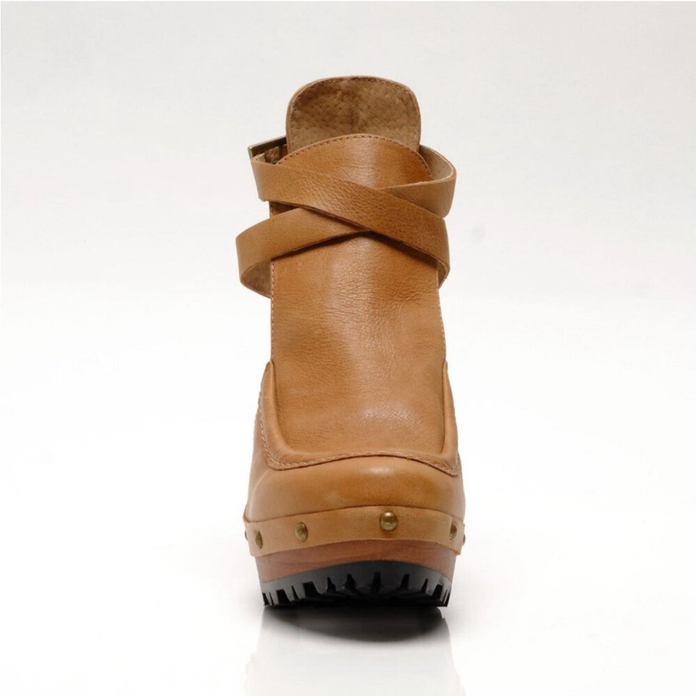 Free People Brown Leather Platform Clog Mules - Picture 7 of 11
